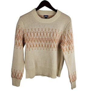 NWT Patagonia Sweater Sea Song Natural Medium Recycled Wool-Blend Crewneck